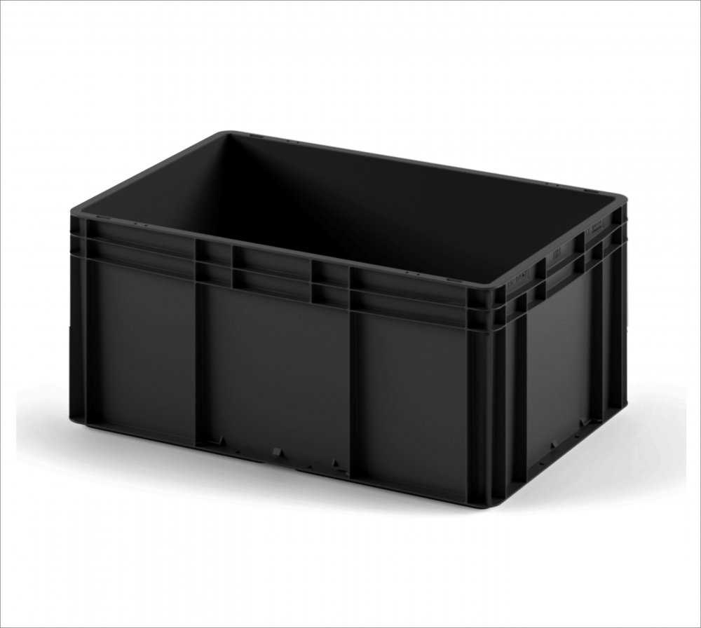 Пластиковый ящик 800х600х320 черного цвета с усиленным дном