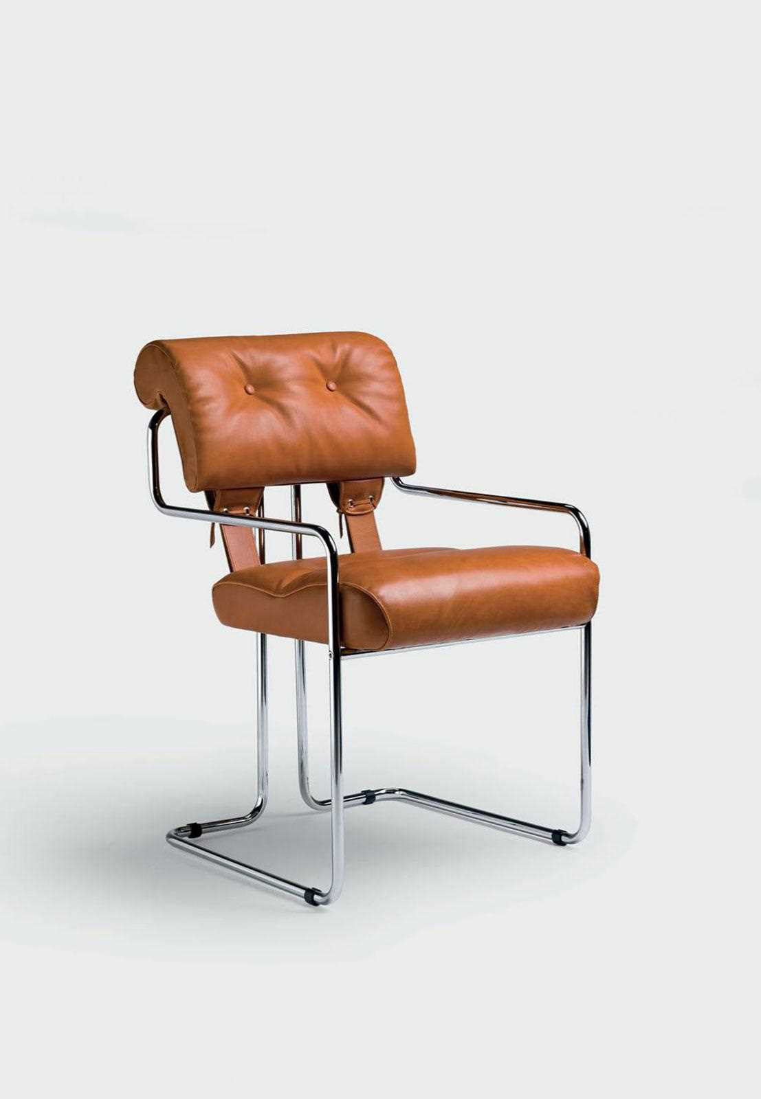 chrom padded chair leather covered