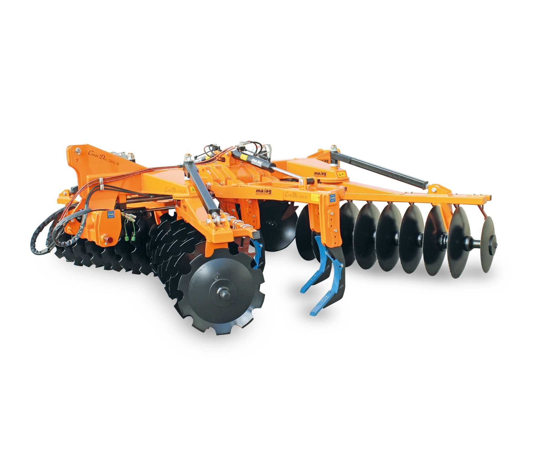 Disc harrows with “X” sections