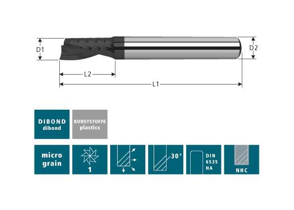 katı karbür tek flüt parmak freze, upcut spiral