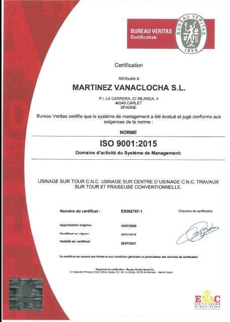 Martínez Vanaclocha, S.L.-certificate