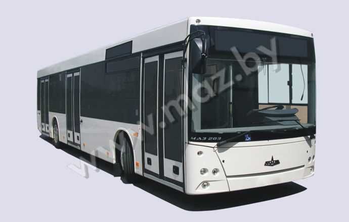 otobüsler MAZ-203 Şehir ve banliyö güzergahları için düşük katlı otobüsler