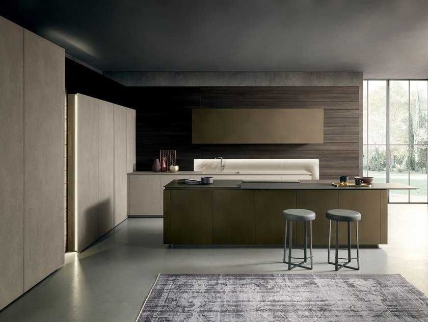 Linear milltech kitchen with integrated handles