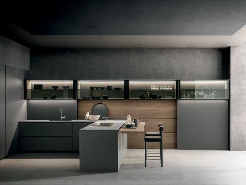 Wooden kitchen with peninsula