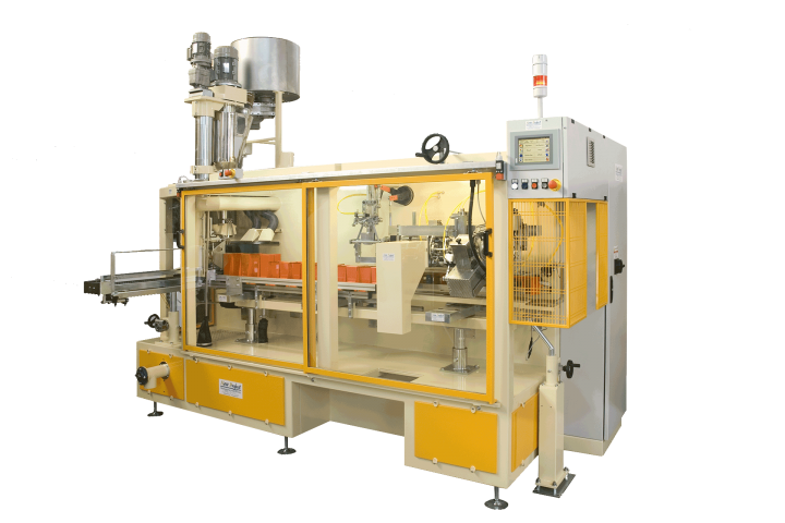 Medium capacity packing machine for preformed paper bags from 0,5 to 3,0 kg