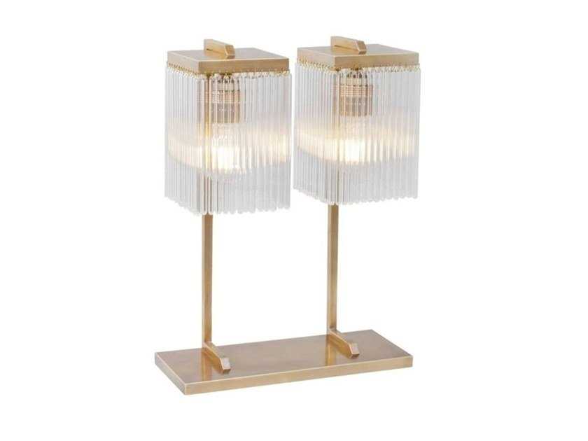 Pirinç ve camdan masa lambası