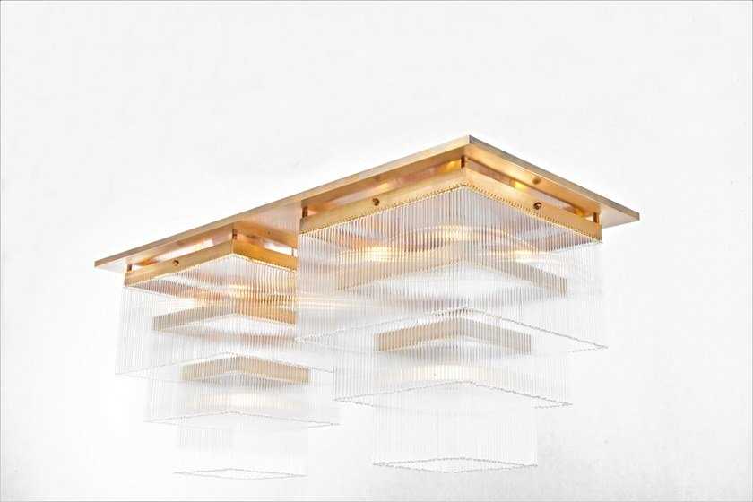 Pirinç ve cam tavan lambası