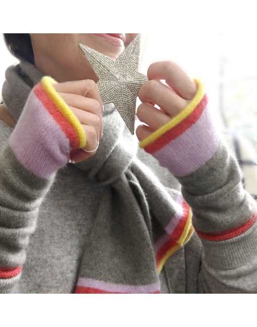 Striped Cashmere Wristwarmers