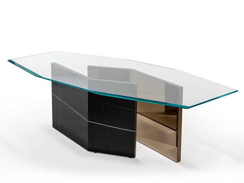 Octagonal glass dining table