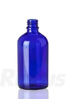 زجاجة كاملة من الزجاج الأزرق