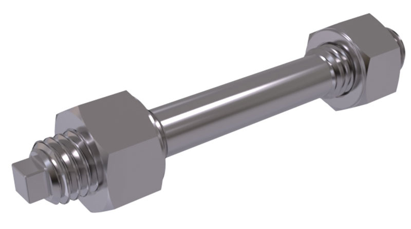 DIN flans baglantilari icin kucultulmus saftli ve 2 vidali altigen somunlu civatalar