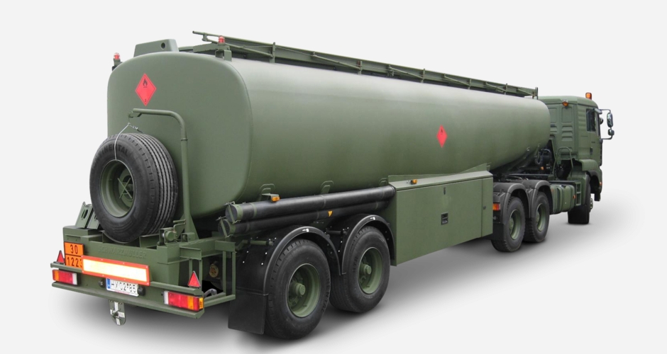 2-axle aluminum tank semi-trailer for off-road operation with ventilation and pumping and metering system - military use
