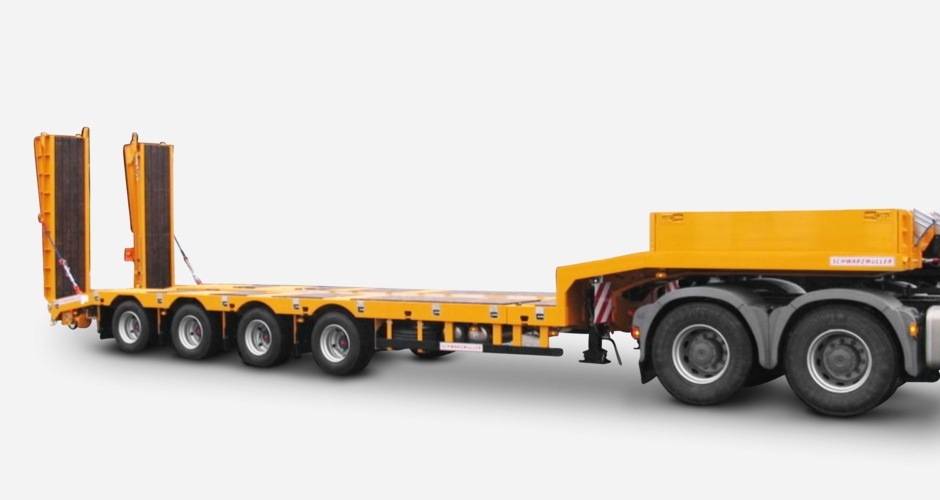 4-axle low loader semi-trailer with offset platform - reinforced - expandable low bed semi-trailer