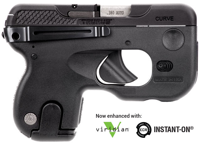 TAURUS 180 CURVE® PISTOL | VIRIDIA LAZER VE IŞIKLI OTOMATİK 6 + 1 RDS SİYAH 380