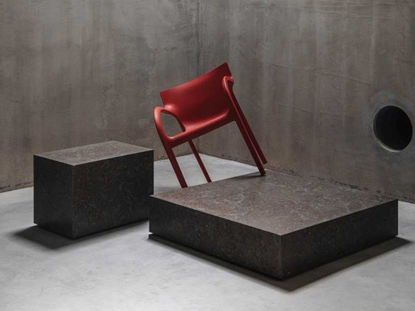 Low square marble coffee table