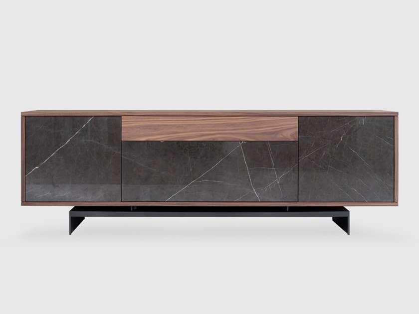 Sideboard in marble and wood with drawers