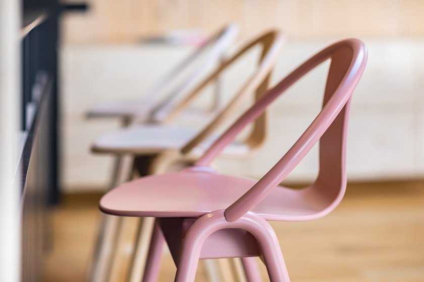 High wooden stool with back