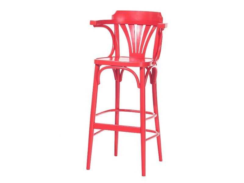 Wooden stool with back with footrest
