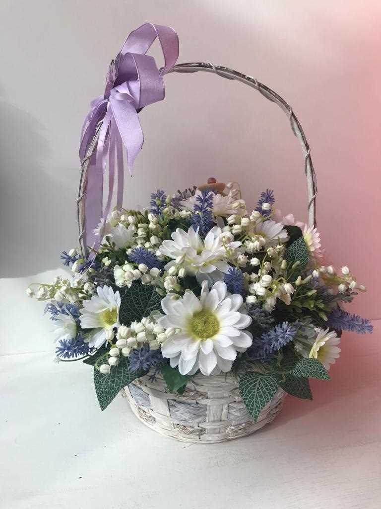 Artificial Flowers Composition on Basket