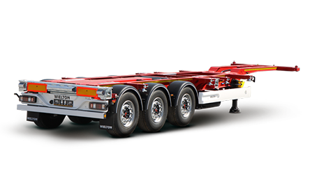 Universal extendable rear semi-trailer for container transport. (semi-trailer)